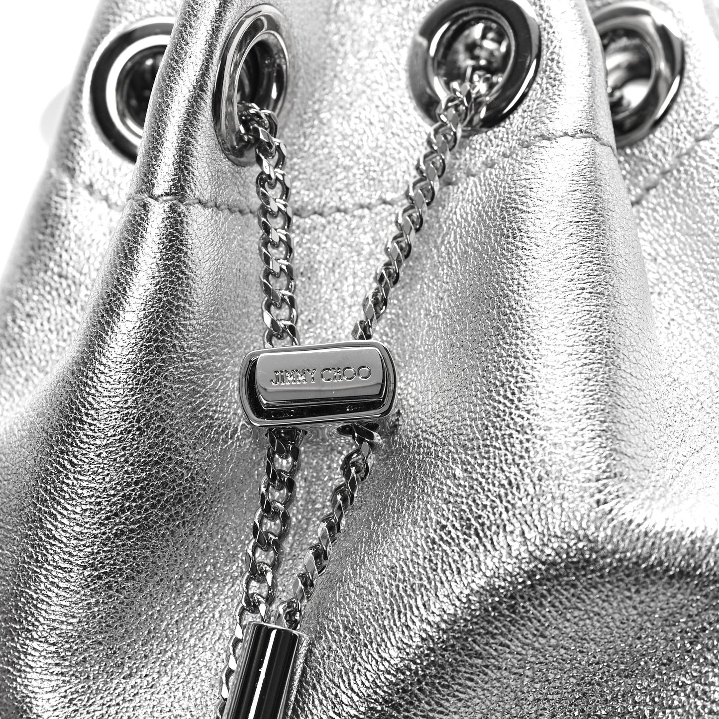 Metallic Nappa Micro Bon Bon Bag Silver