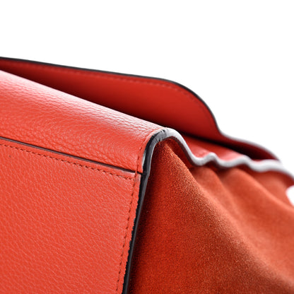 Celine Drummed Calfskin Suede Medium Trapeze Vermillion 9 of 13