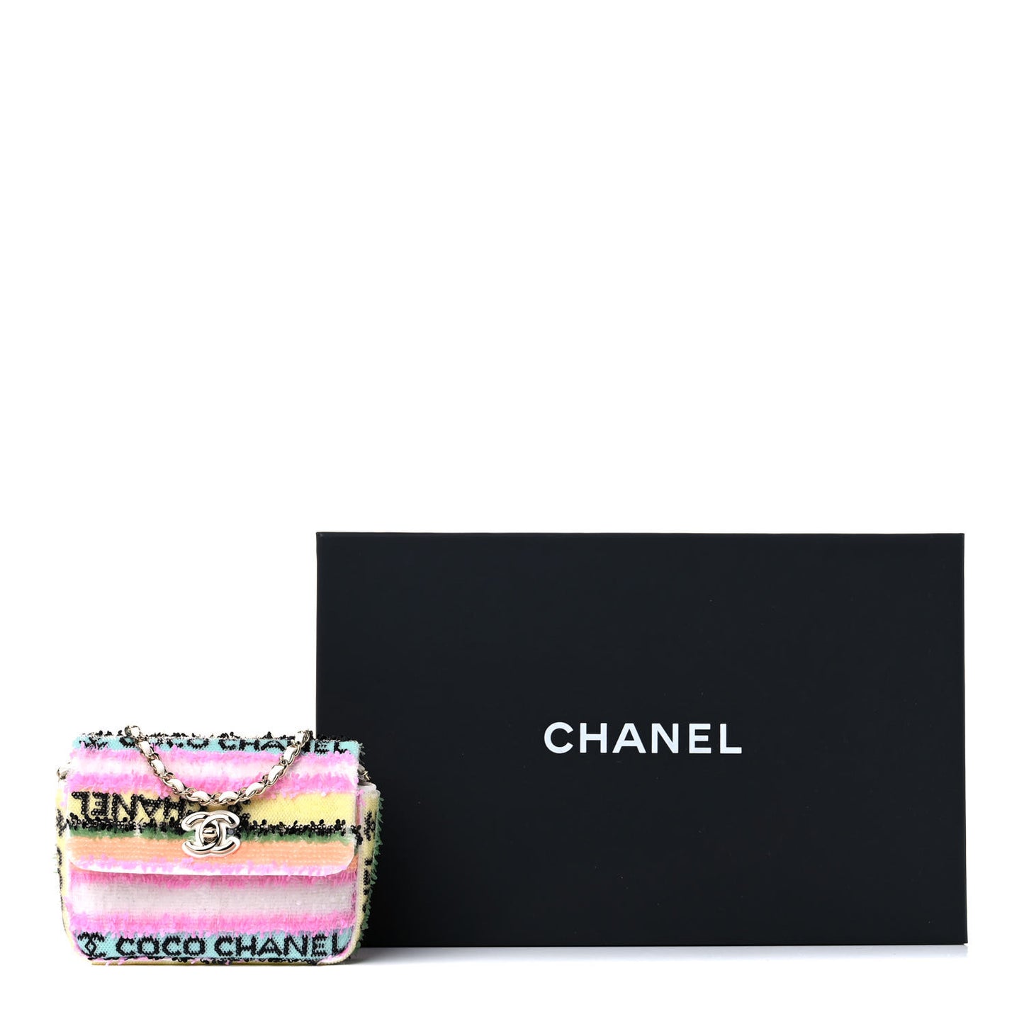 Sequin COCO Clutch With Chain Multicolor