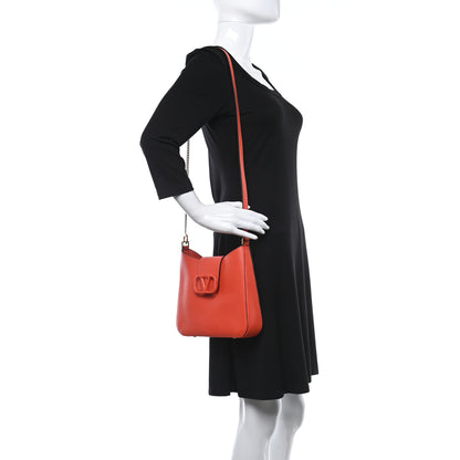 Valentino Garavani Grainy Calfskin VSling Hobo Bag Orange Red 2 of 8