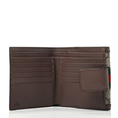 Gucci GG Supreme Monogram Web Ophidia French Flap Wallet Beige New Acero 3 of 3