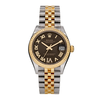Rolex Stainless Steel 18K Yellow Gold Diamond 31mm Oyster Perpetual Datejust Watch Dark Grey Roman 278273 1 of 4