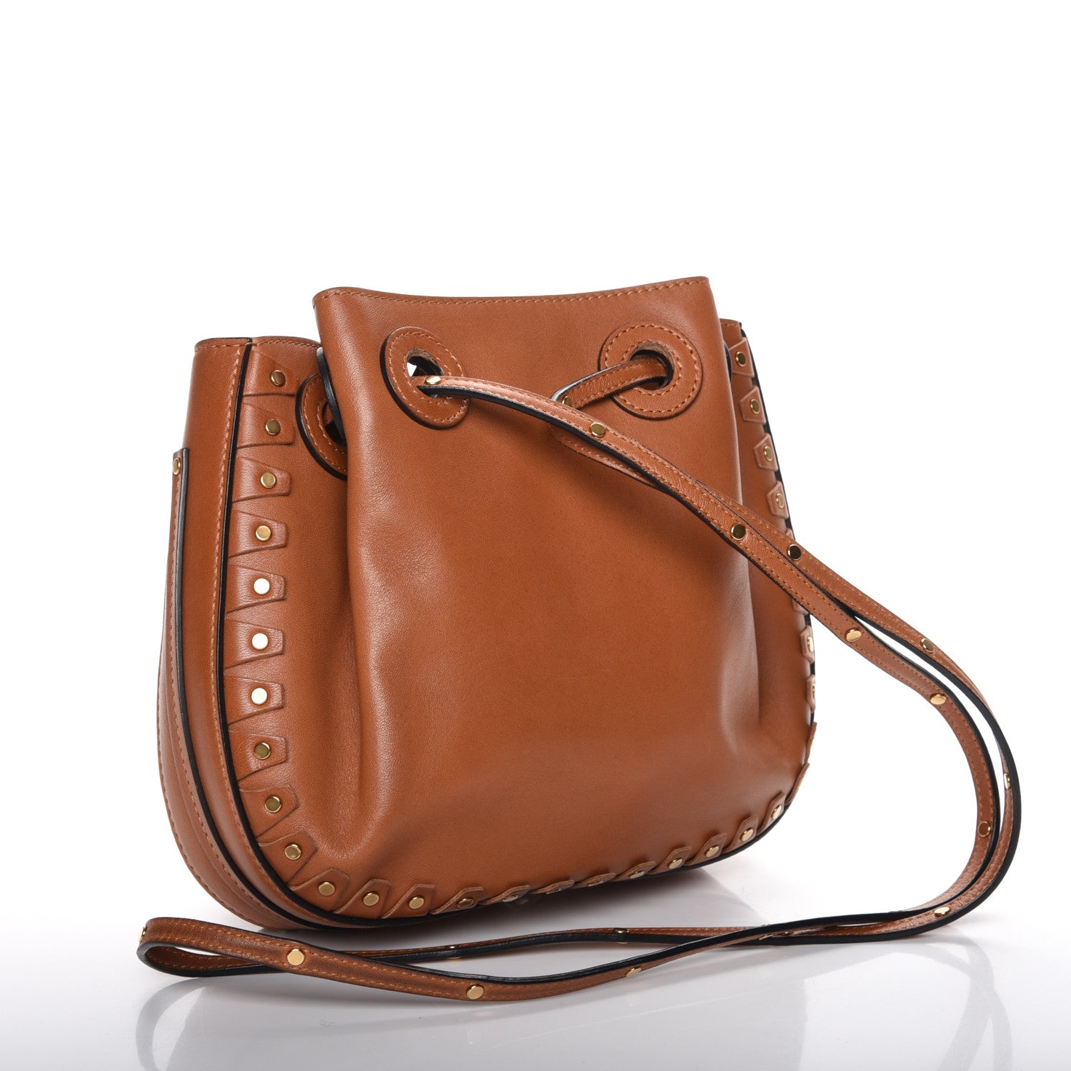 Chloe Studded Small Inez Drawstring Bag Caramel 3 of 7