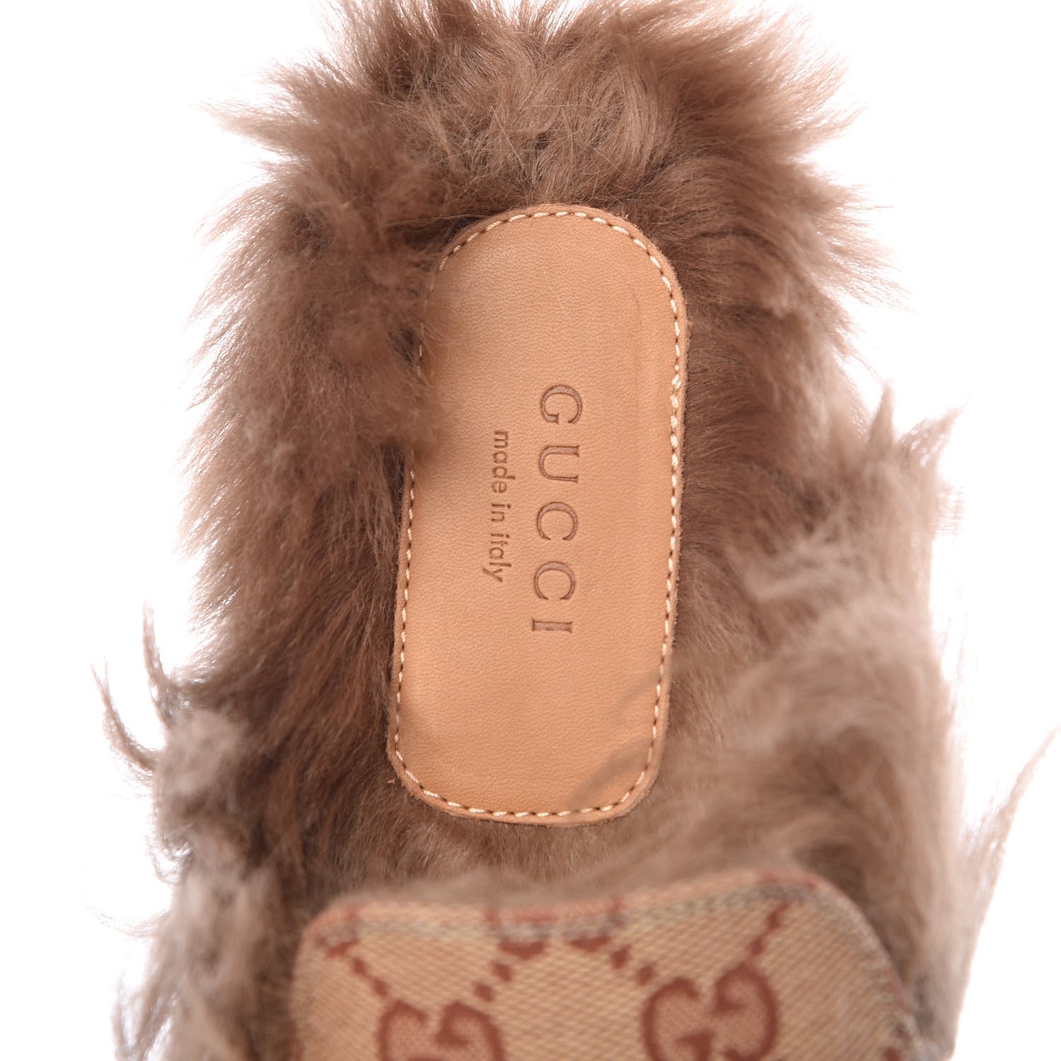 Gucci GG Monogram Fur Womens Princetown Slippers 39 Beige Ruggine Rust 7 of 8