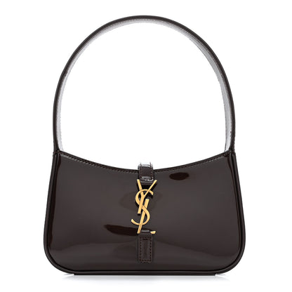 Saint Laurent Patent Calfskin Le 5 A 7 Mini Hobo Spicy Chocolate 1 of 10