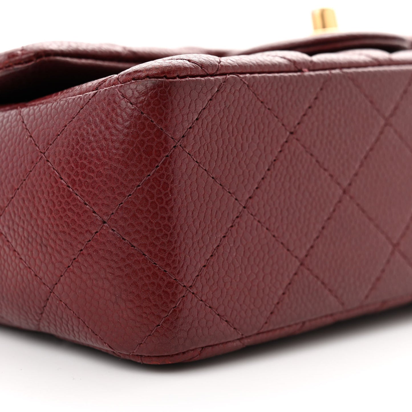 Caviar Quilted Mini Rectangular Flap Dark Red