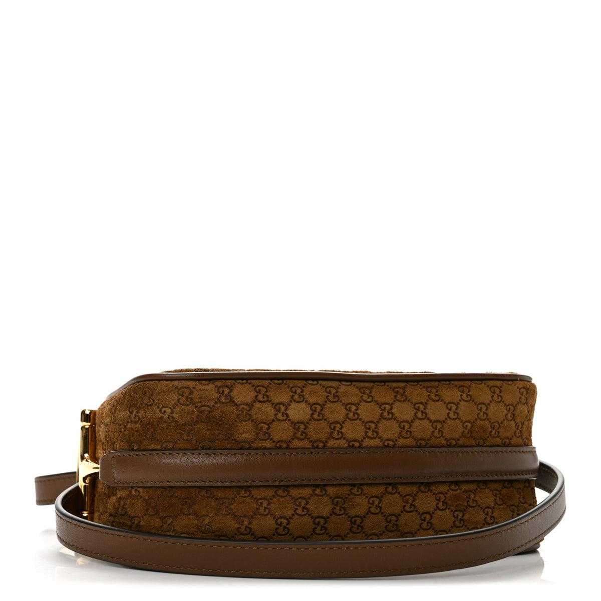 Gucci Suede GG Monogram Half Horsebit Mini Shoulder Bag Brown 4 of 12