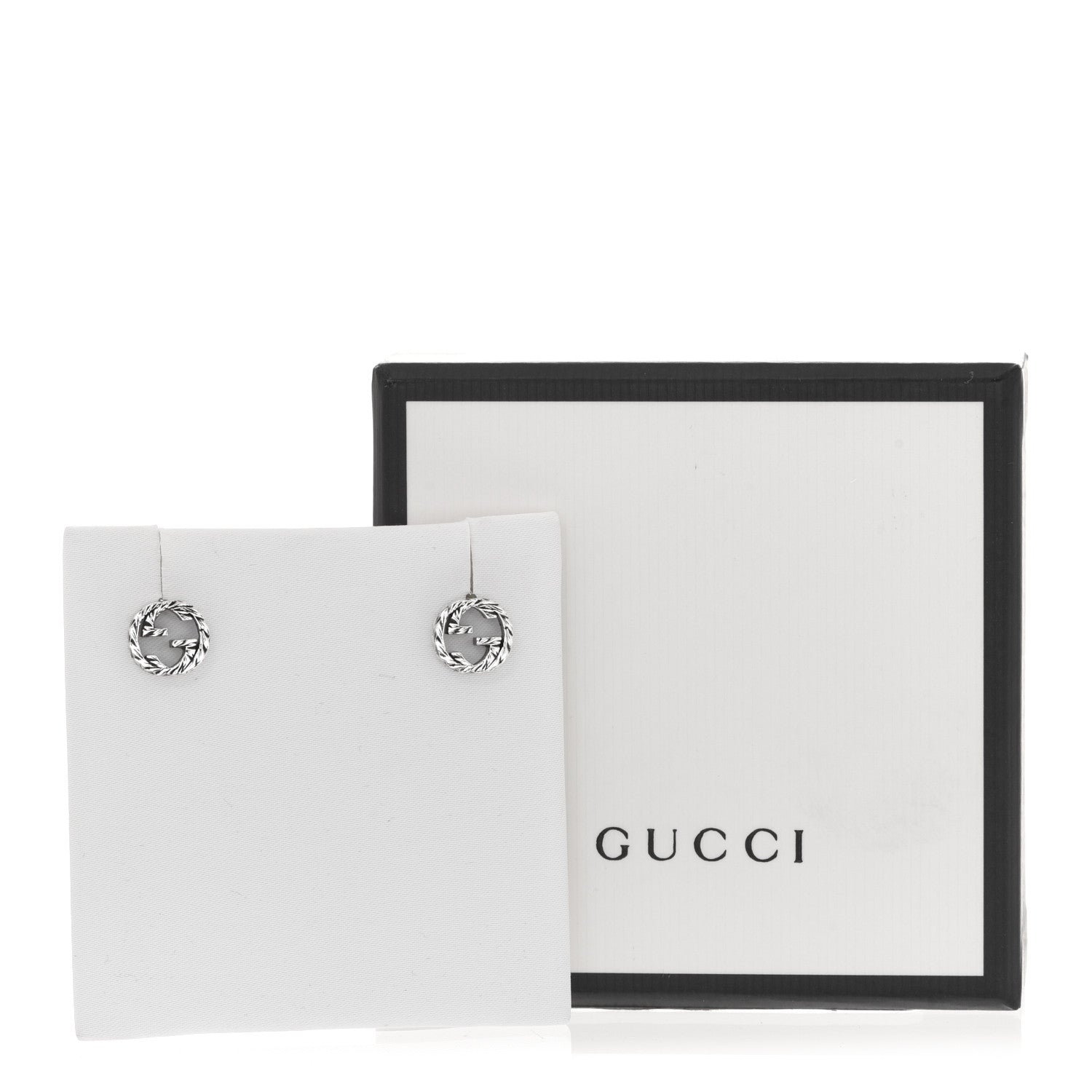 Gucci Sterling Silver Textured Interlocking G Stud Earrings 5 of 5