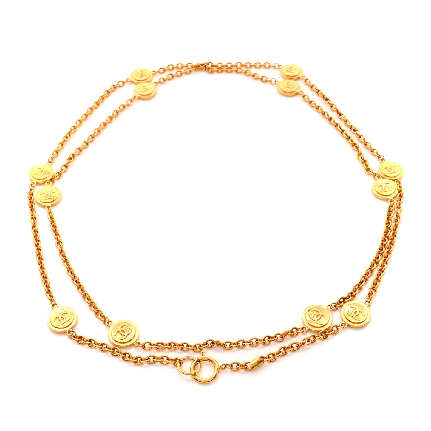 Metal Chain CC Medallion Belt Gold