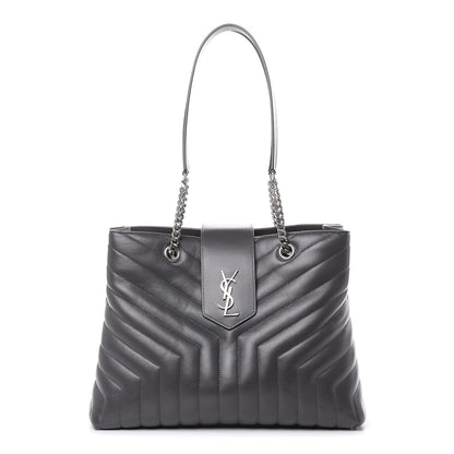 Saint Laurent Calfskin Y Quilted Monogram Large Loulou Shopper Storm 1 of 10