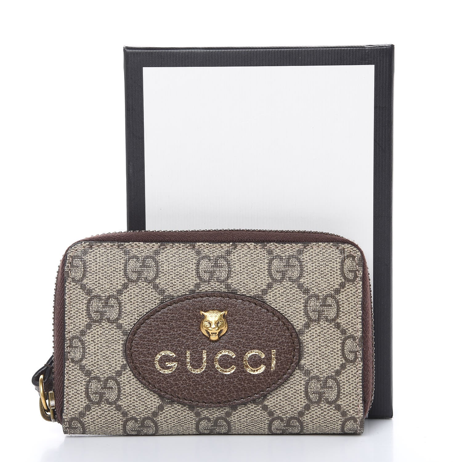 Gucci GG Supreme Monogram Neo Vintage Zip Around Card Case Beige Crop New Acero 8 of 8