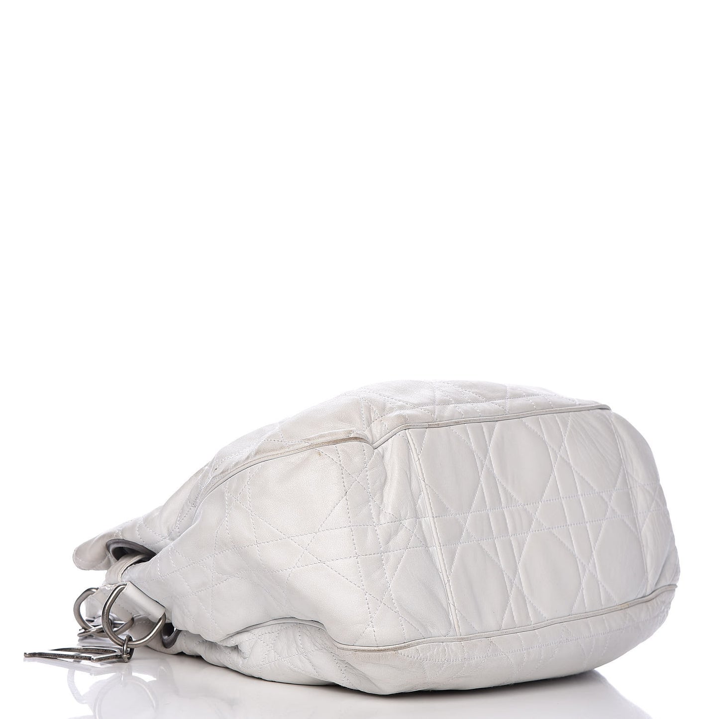 Lambskin Cannage Drawstring Bag White