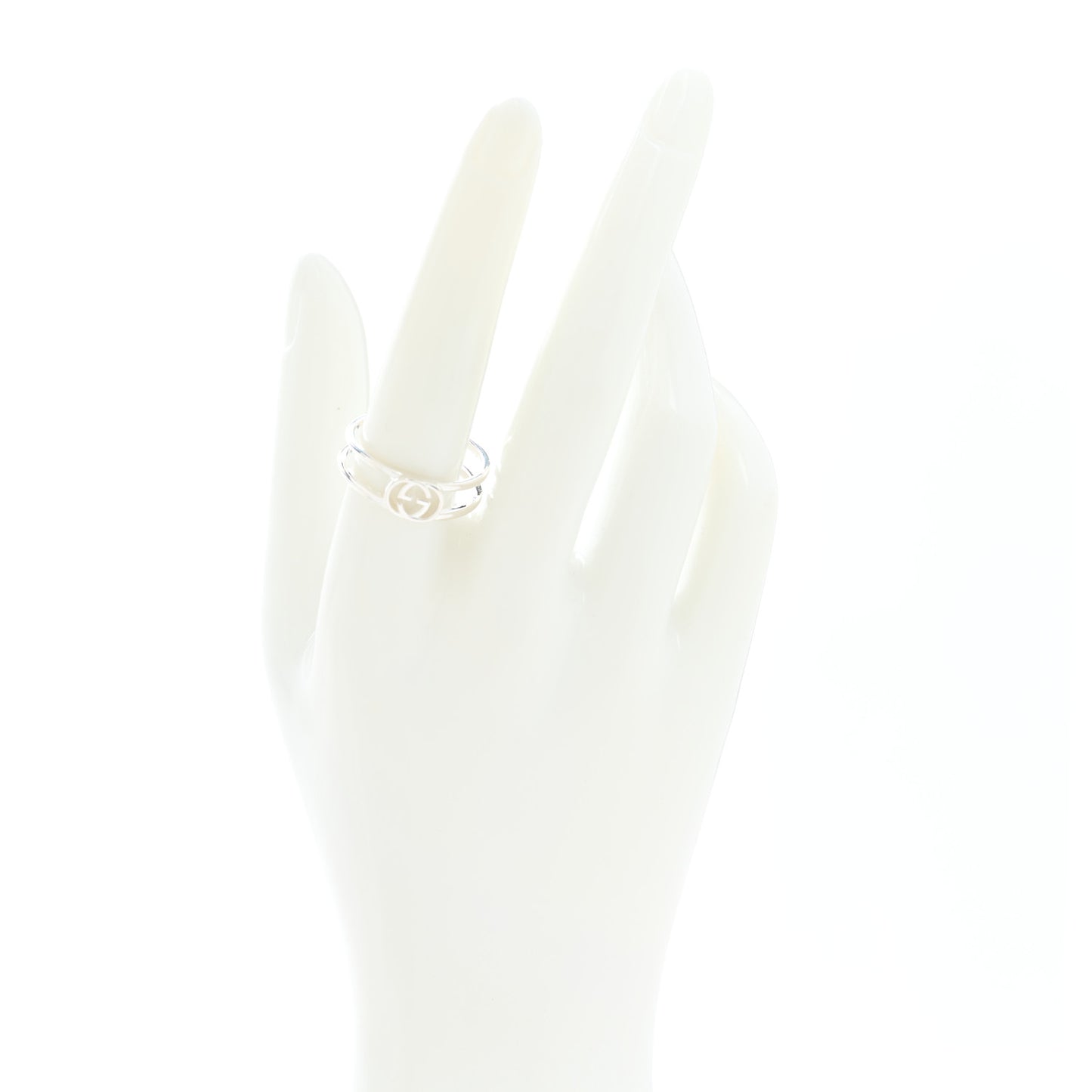 Sterling Silver 6mm Interlocking G Open Band Ring 58 8.25