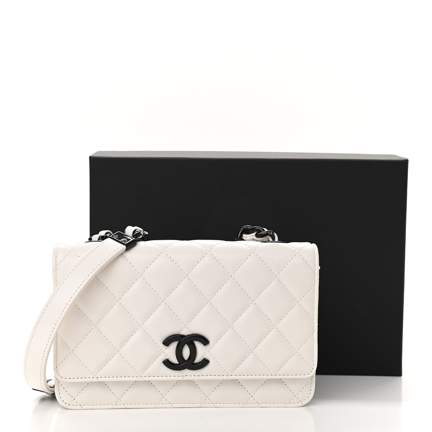 Chanel Caviar Quilted My Everything Wallet On Chain WOC White 13 of 13