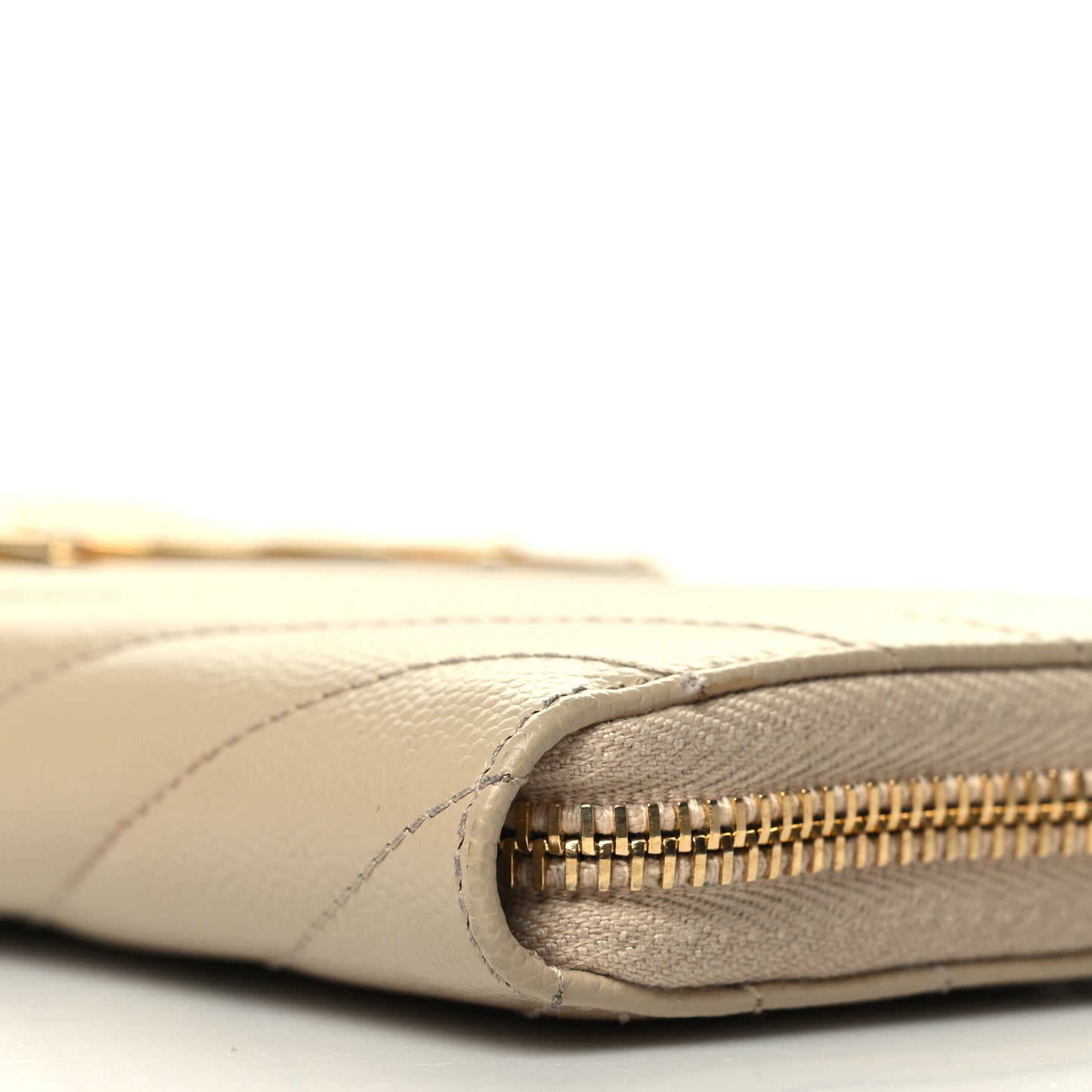 Grain De Poudre Matelasse Chevron Monogram Zip Around Wallet Dark Beige
