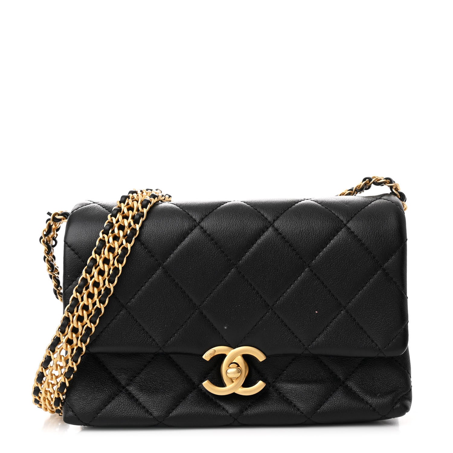 Chanel Calfskin Quilted Mini Chain Strap Flap Black 1 of 11