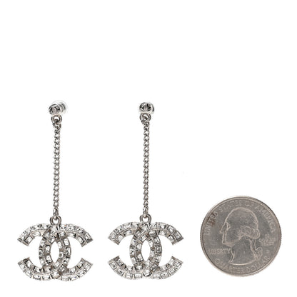 Chanel Baguette Crystal CC Drop Earrings Silver 2 of 3