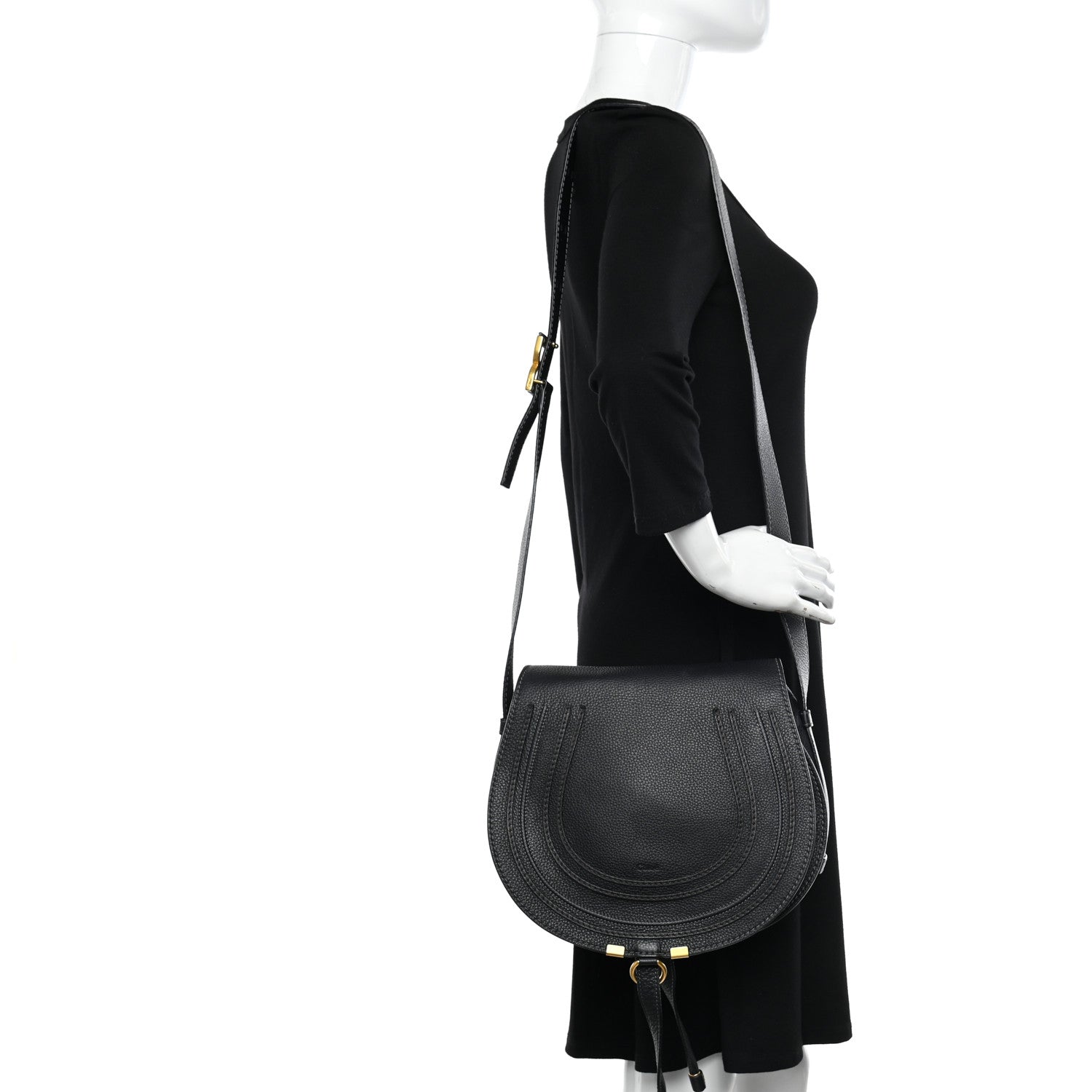 Chloe Calfskin Medium Marcie Round Crossbody Bag Black 2 of 13