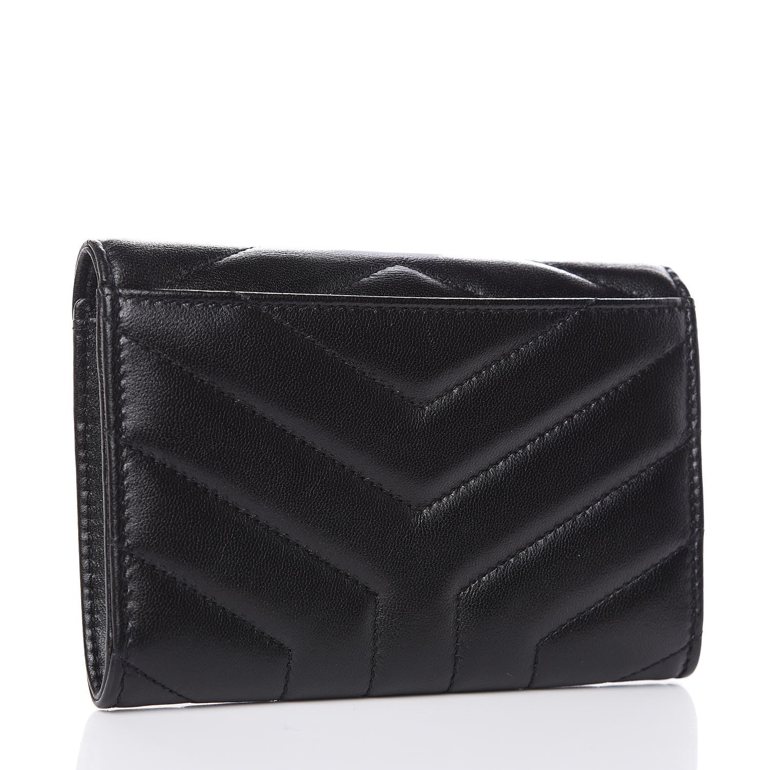 Saint Laurent Lambskin Y Quilted Monogram Small Loulou Envelope Wallet Black 3 of 8