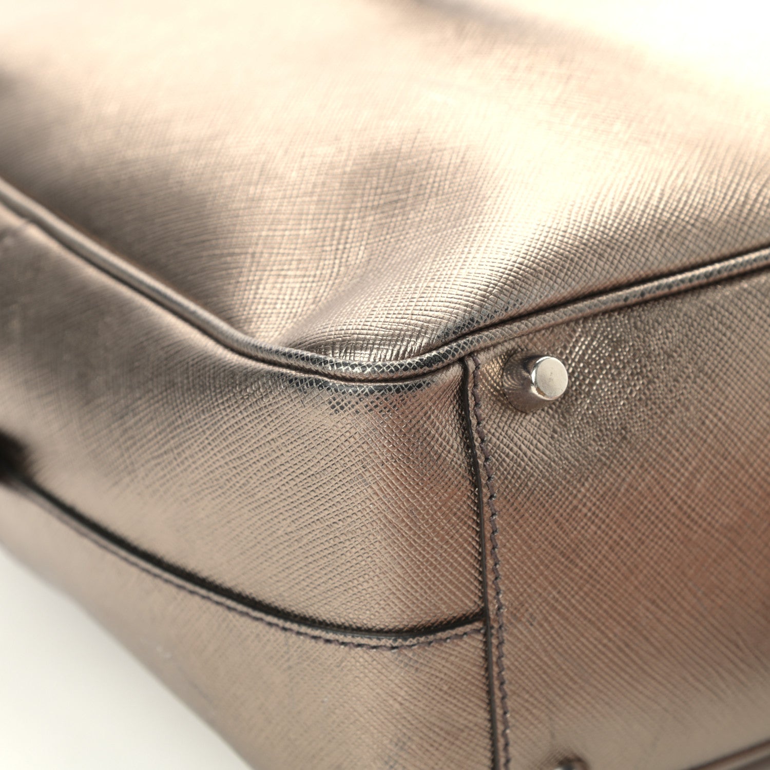 Prada Metallic Saffiano Lux Bowler Pirite 10 of 18