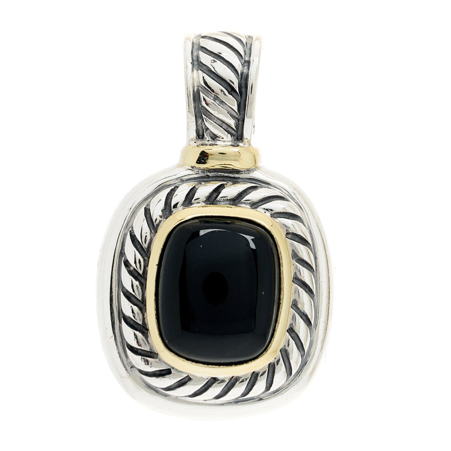 Sterling Silver 14K Yellow Gold Black Onyx Albion Enhancer Pendant