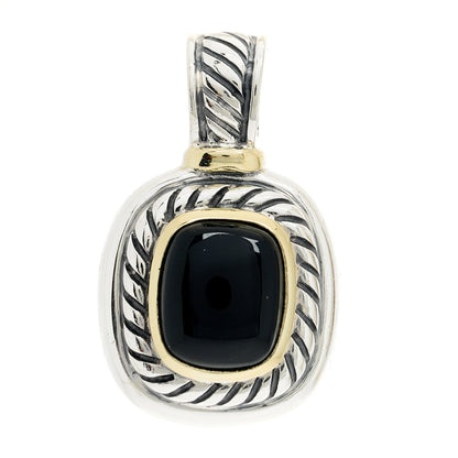 David Yurman Sterling Silver 14K Yellow Gold Black Onyx Albion Enhancer Pendant 1 of 4