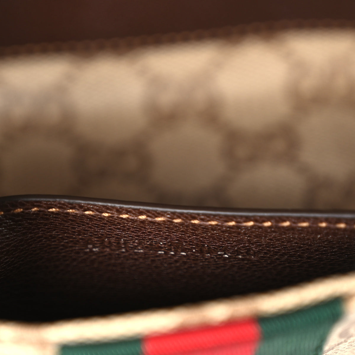Monogram Web Small Pouch with Strap  Sand Dark Brown