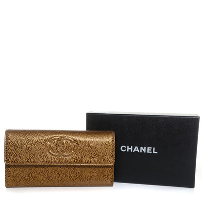 Chanel Caviar Large Gusset Flap Wallet Dark Gold 5 of 9