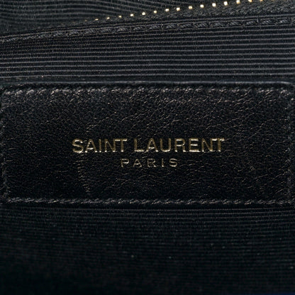 Saint Laurent Grain De Poudre Matelasse Chevron Large Monogram Satchel Blue Majorelle 5 of 10