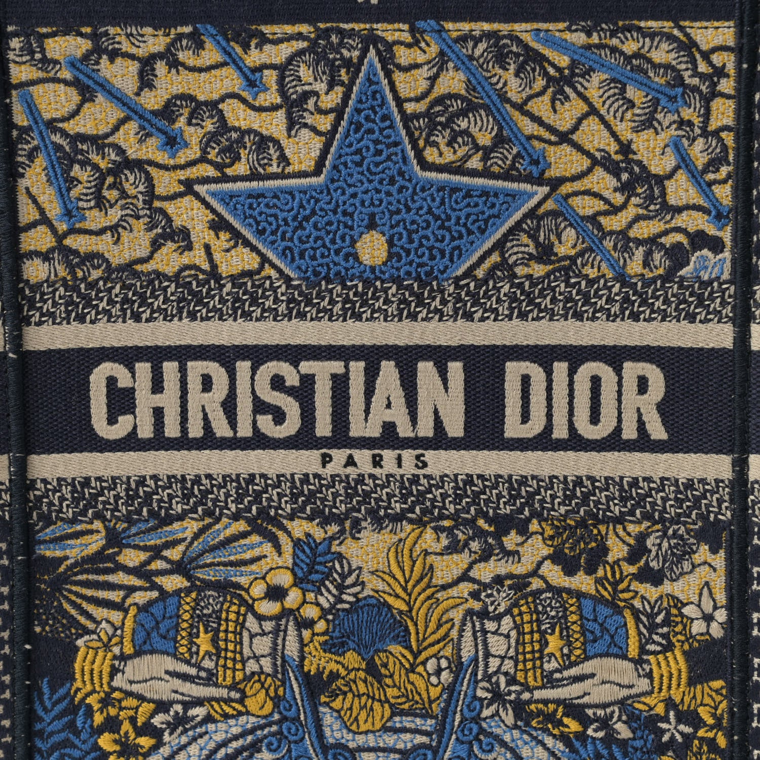 Christian Dior Canvas Embroidered Vertical L'Etoile Book Tote 8 of 12