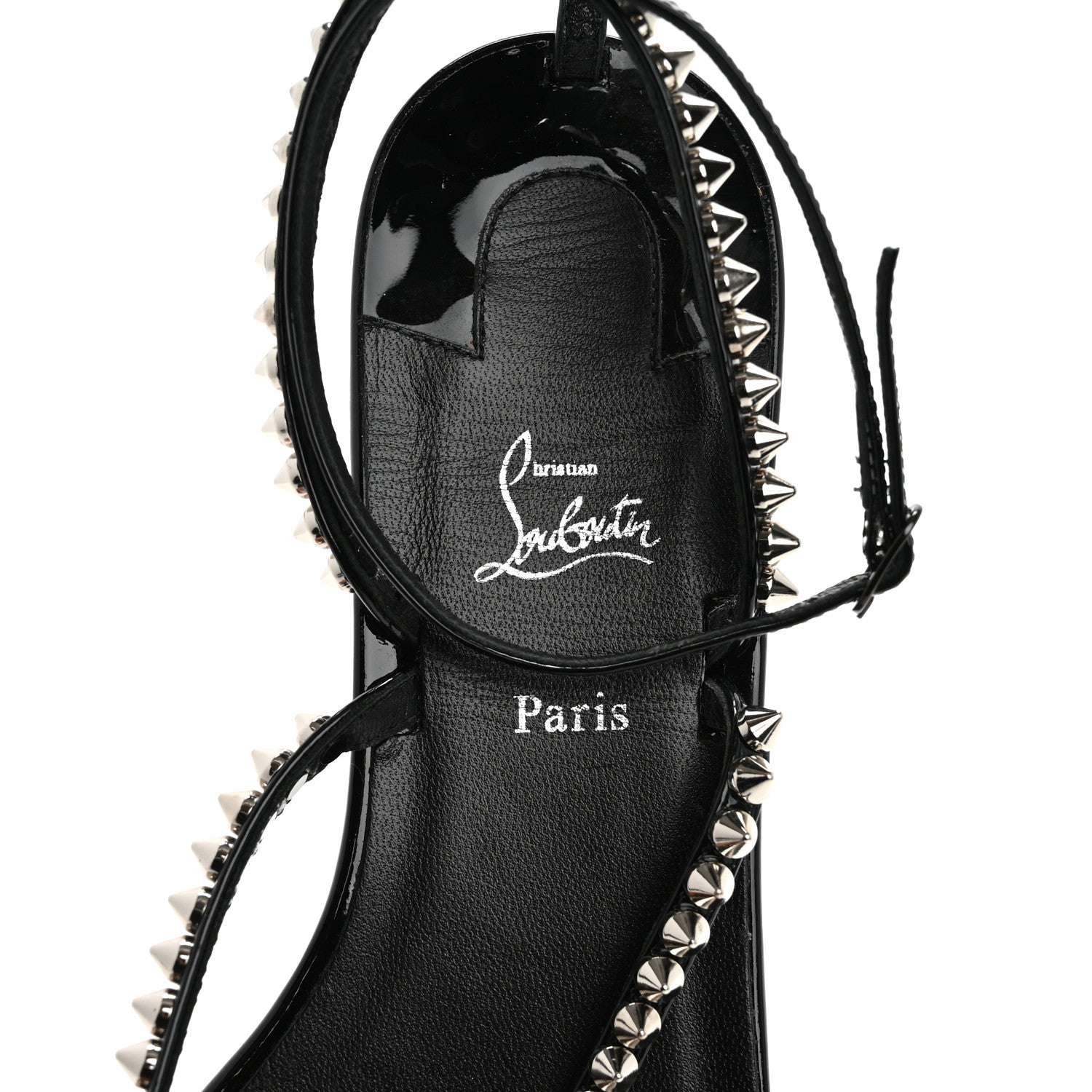 Christian Louboutin Patent Calfskin Spike So Me Tonguetta Flat Sandals 41 Black 7 of 11