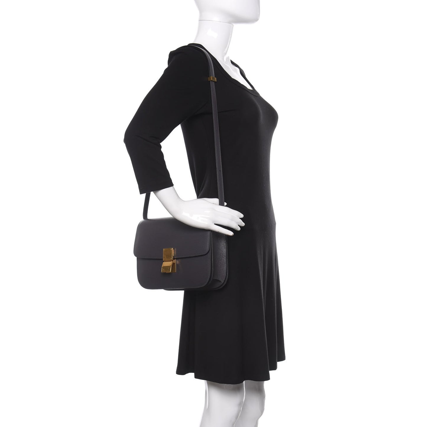 Liege Calfskin Medium Classic Box Flap Bag Grey