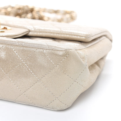 Chanel Iridescent Calfskin Quilted Mini Rectangular Flap Light Gold 5 of 9
