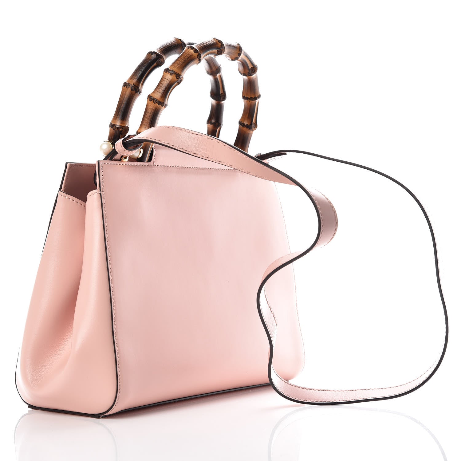 Gucci Nappa Bamboo Small Nymphaea Top Handle Bag Perfect Pink 3 of 9
