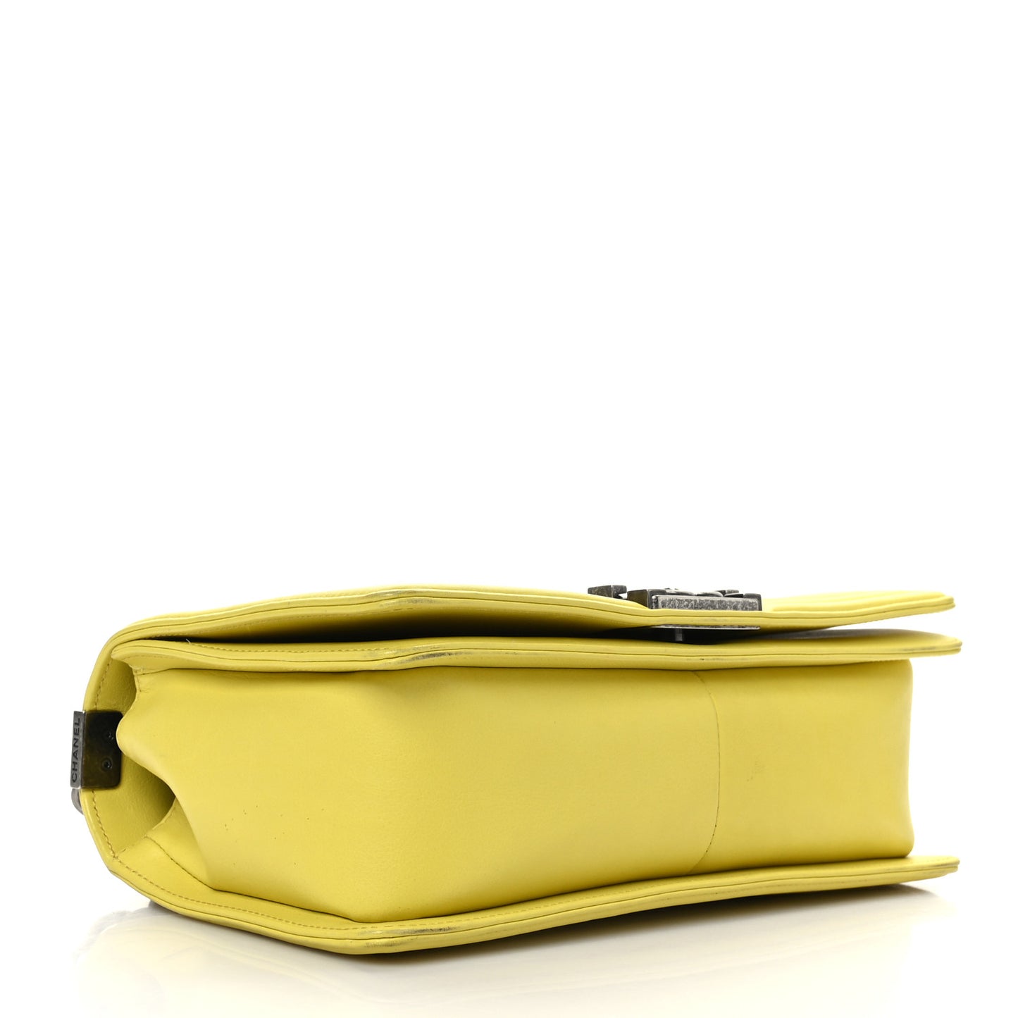 Calfskin Chevron Quilted Medium Boy Flap Yellow