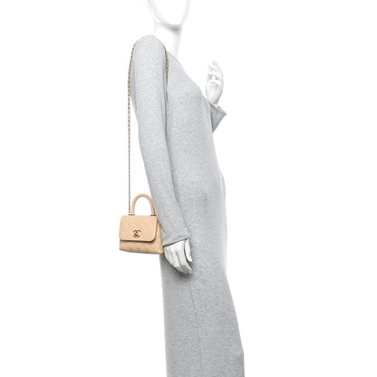 Chanel Caviar Quilted Coco Handle Clutch With Chain Beige 2 of 11