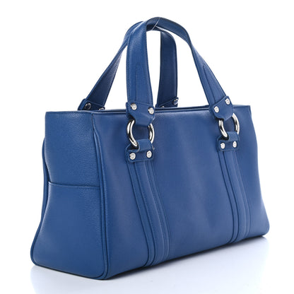 MCM Grained Calfskin Tote Blue 2 of 4