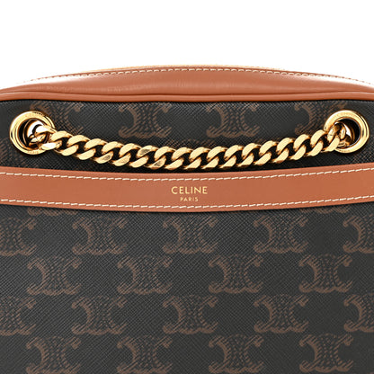 Celine Triomphe Canvas Calfskin Medium Patapans Tan 9 of 11