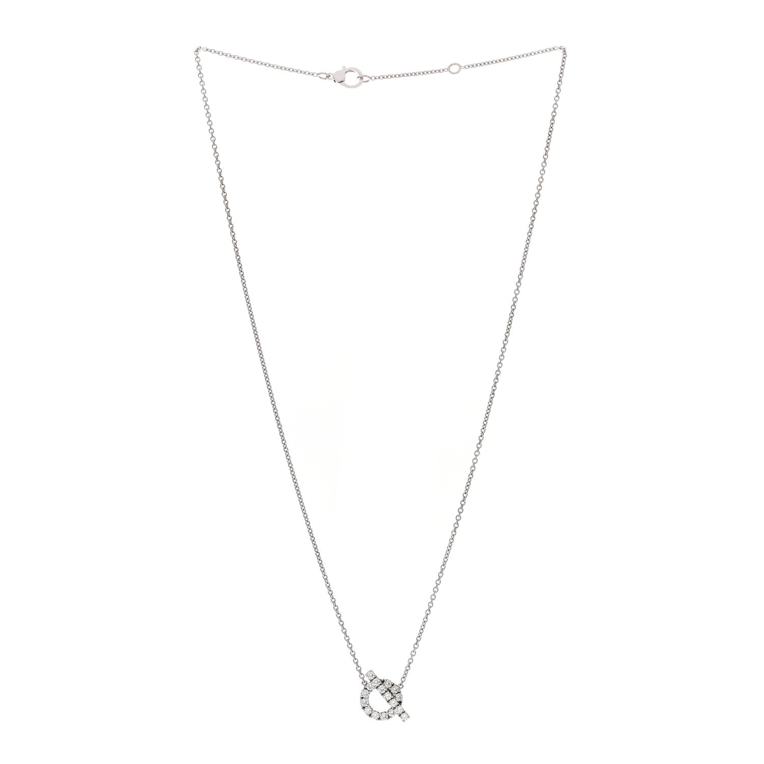 Hermes 18K White Gold Diamond Finesse Pendant Necklace 3 of 5
