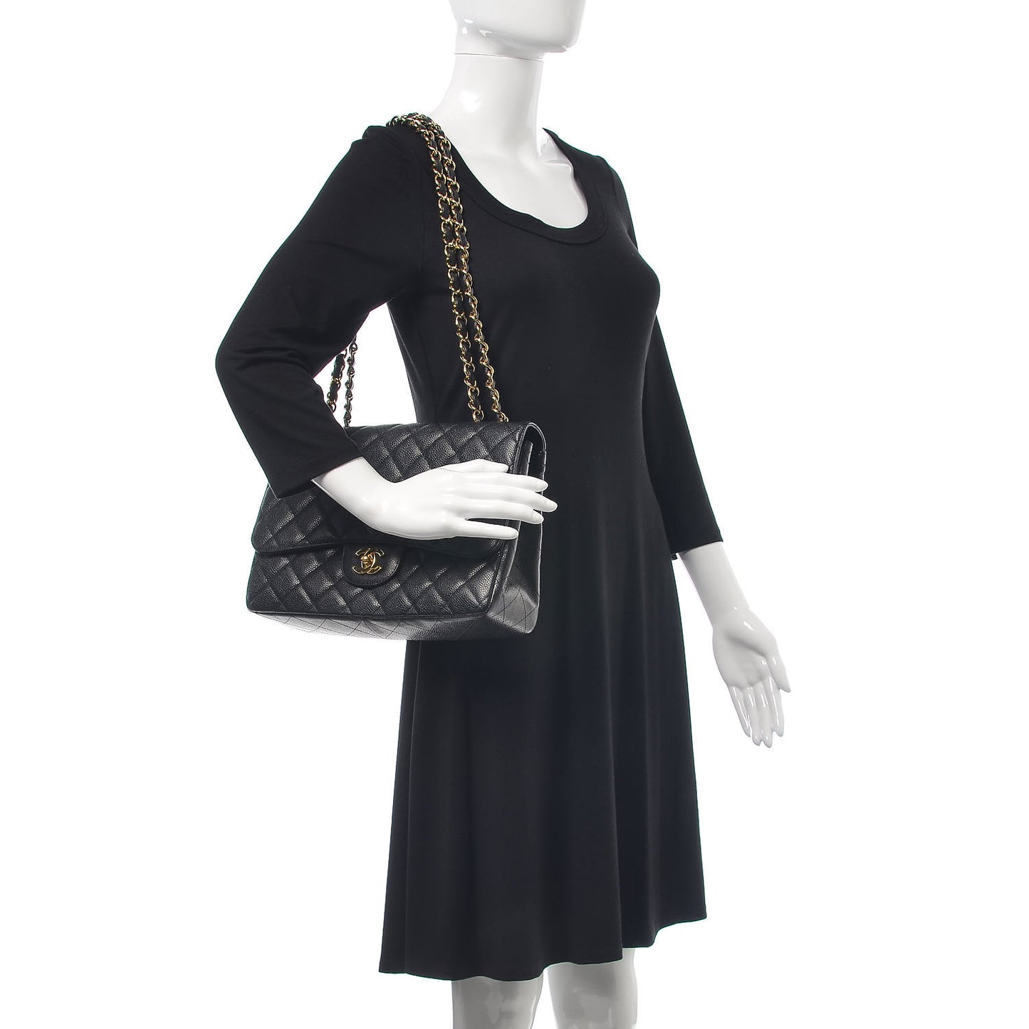 Caviar Quilted Jumbo Single Flap Black