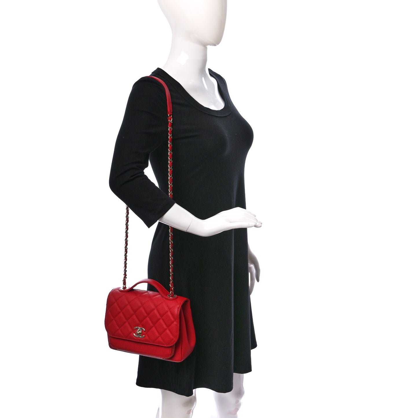 Caviar Quilted Medium Business Affinity Flap Red