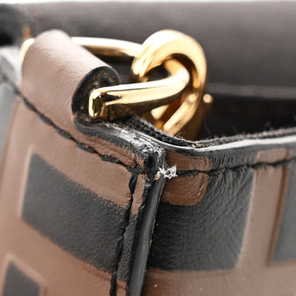 Fendi Vitello Soft F is Fendi Bi-Color FF 1974 Embossed Envelope Wallet On Chain with Pouches Maya Black 12 of 16