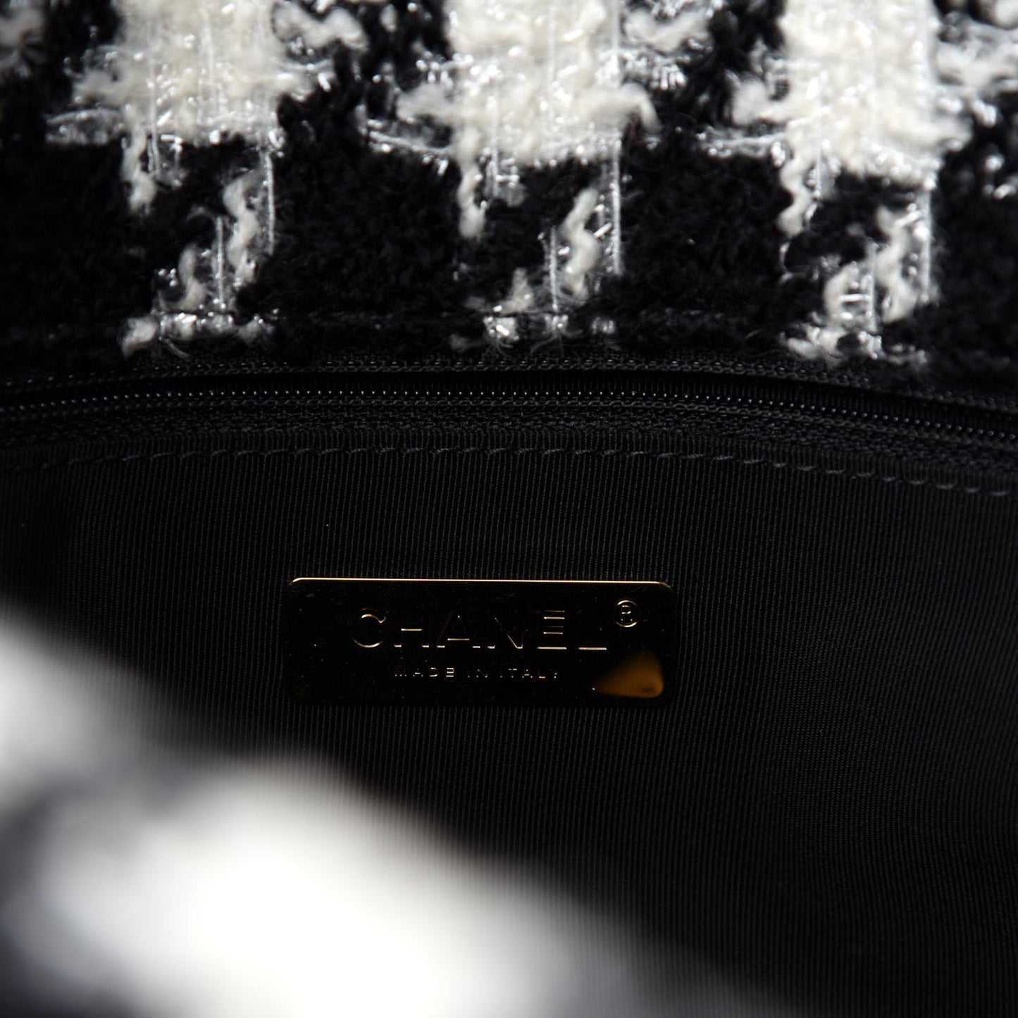 Tweed Quilted Maxi Chanel 19 Flap Black Ecru White