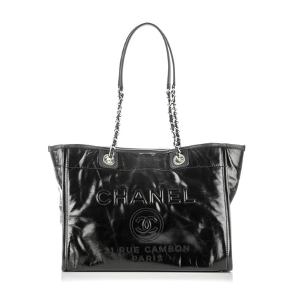 Chanel Glazed Calfskin Small Deauville Tote Black 1 of 7