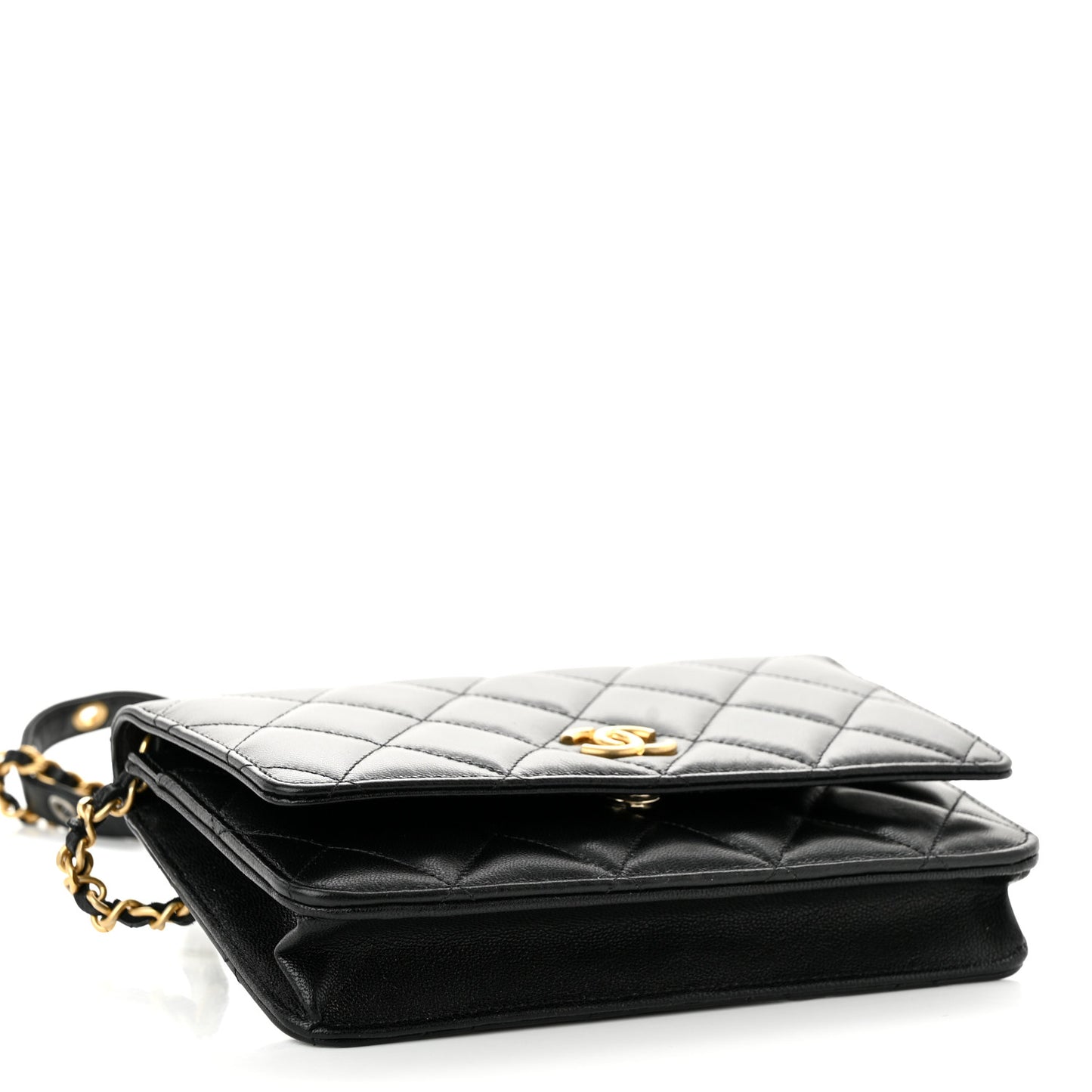 Goatskin Quilted Punk Essentials Wallet On Chain WOC Black