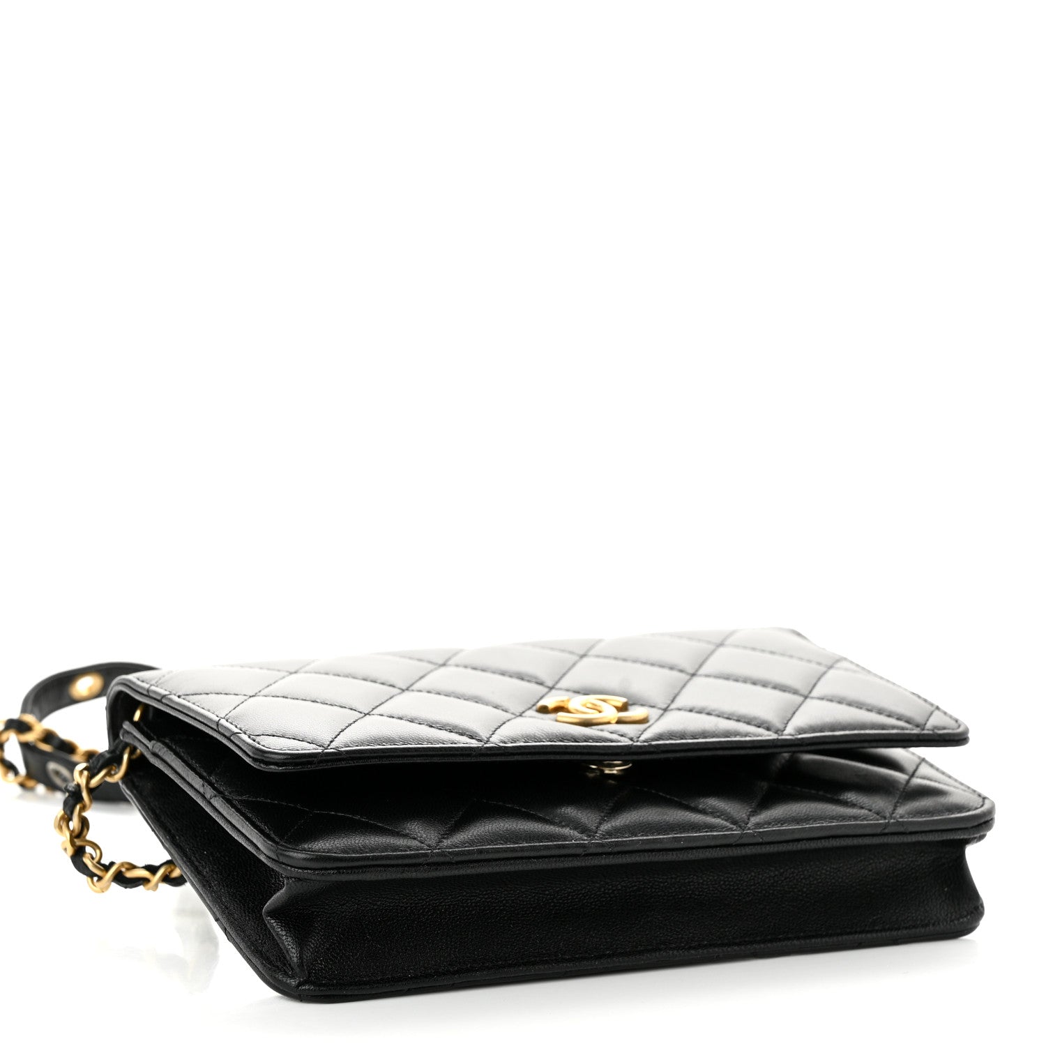 Chanel Goatskin Quilted Punk Essentials Wallet On Chain WOC Black 4 of 10
