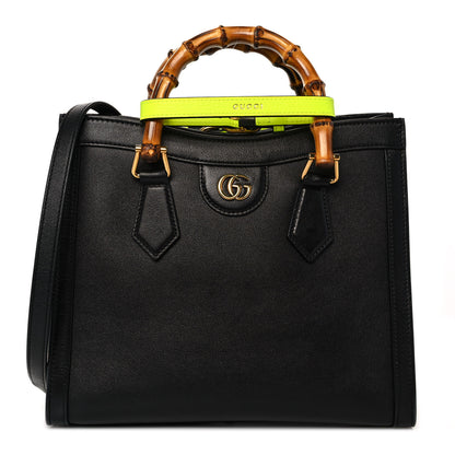 Gucci Calfskin Small Diana Tote Bag Black Yellow Fluo 1 of 10