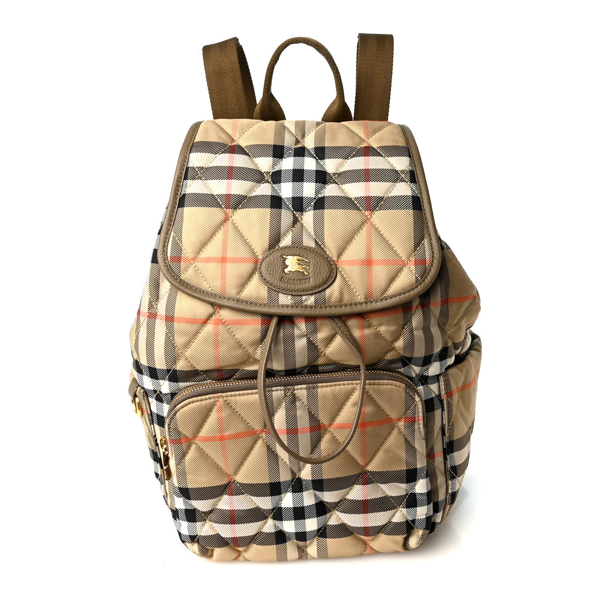 Nylon Check Horseshoe Backpack Sand Beige