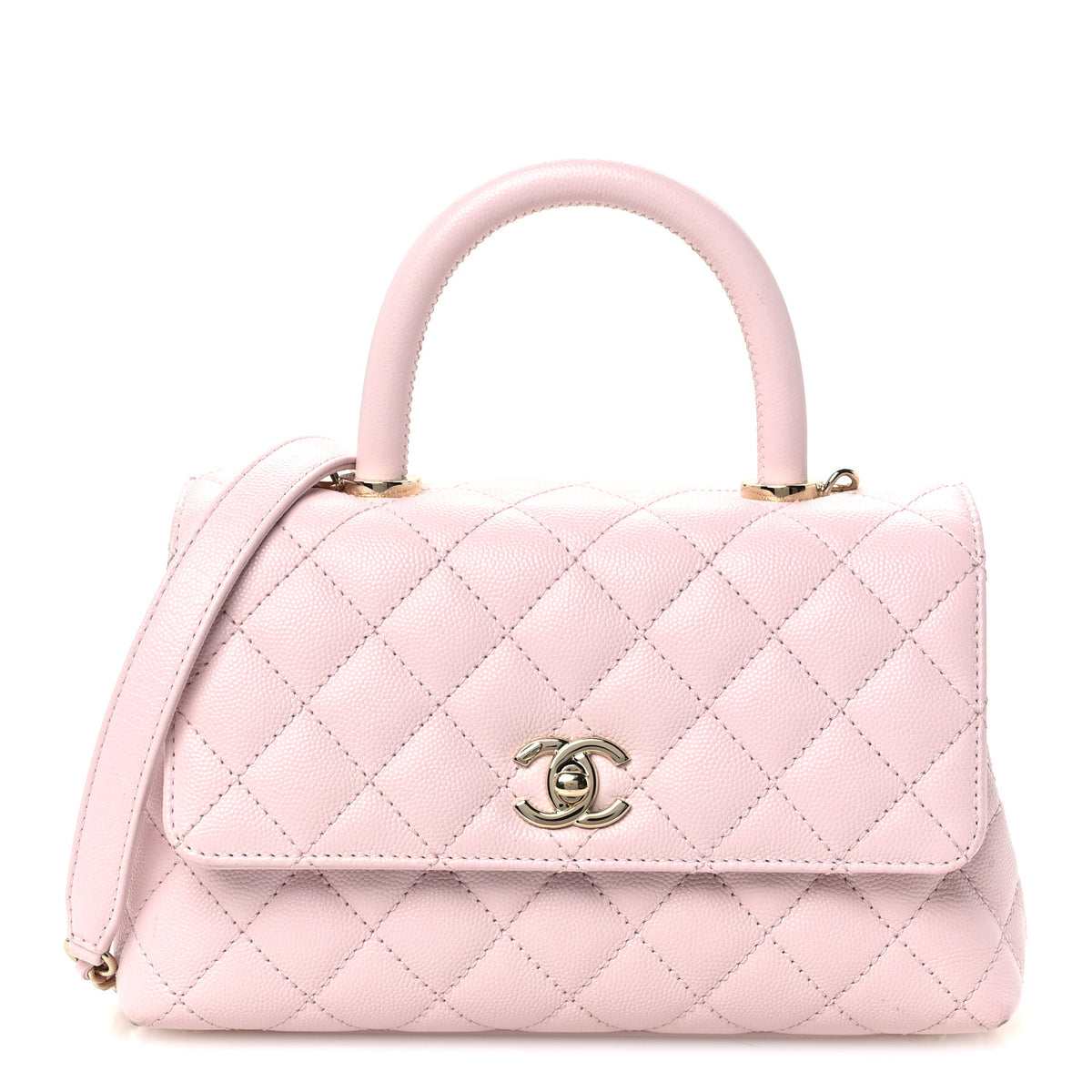 Caviar Quilted Mini Coco Handle Flap Light Pink