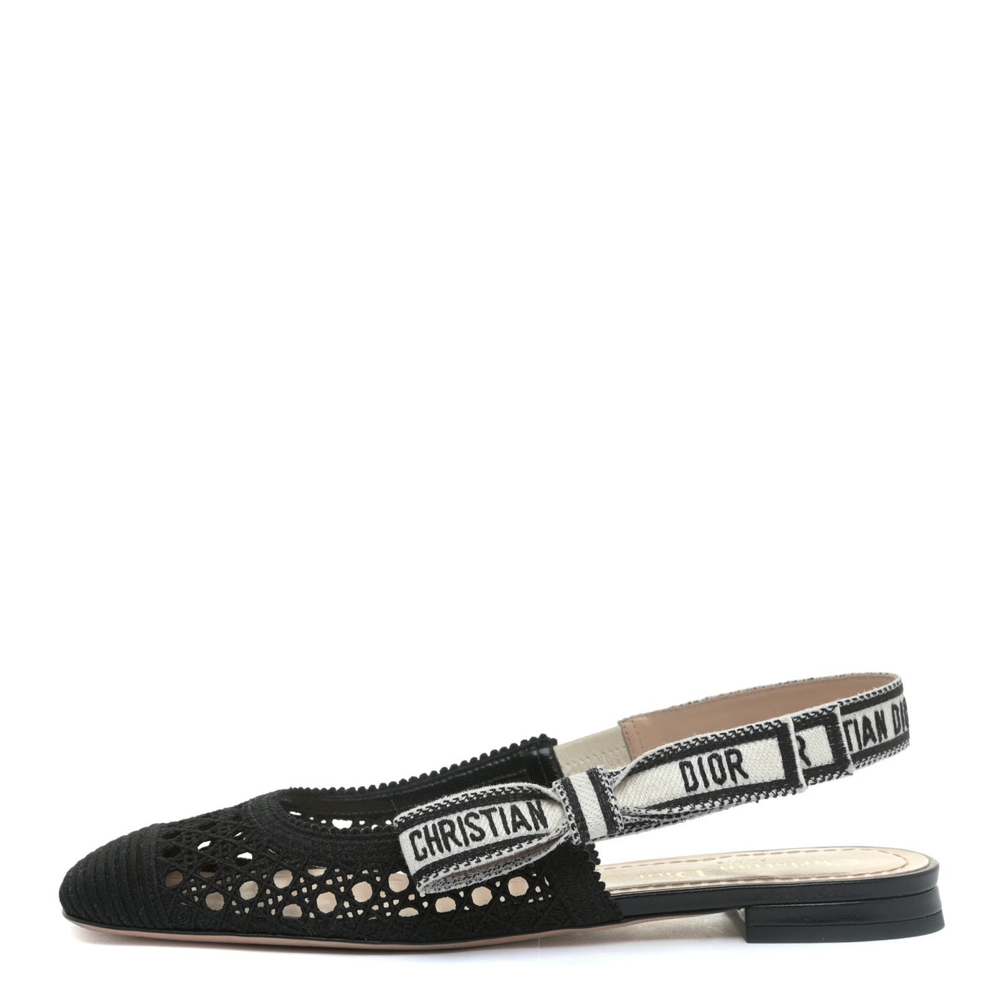 Cotton Lambskin Mesh Cannage Dior & Moi Slingback Ballet Flats 35 Black